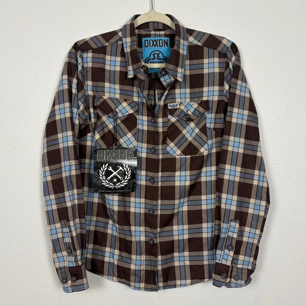 NWT Dixxon SE Racing BMX Innovations Button Down Brown Flannel Medium